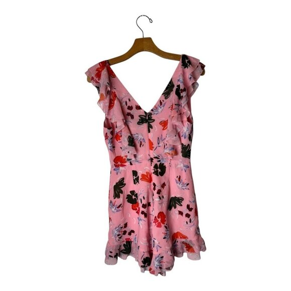 C/MEO Collective Romper Women Small Pink Floral Print V Neck Ruffled Elation‎ - Picture 3 of 12